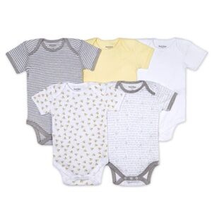 Burt’s Bees Baby Bodysuit Set - Gray, Yellow, White